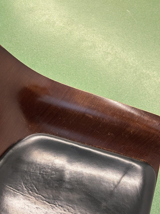 Set of Four Swivel Armchairs by Ostwald & Nolting, Italy, Leather, Black, Modern (photo 7 of 8)