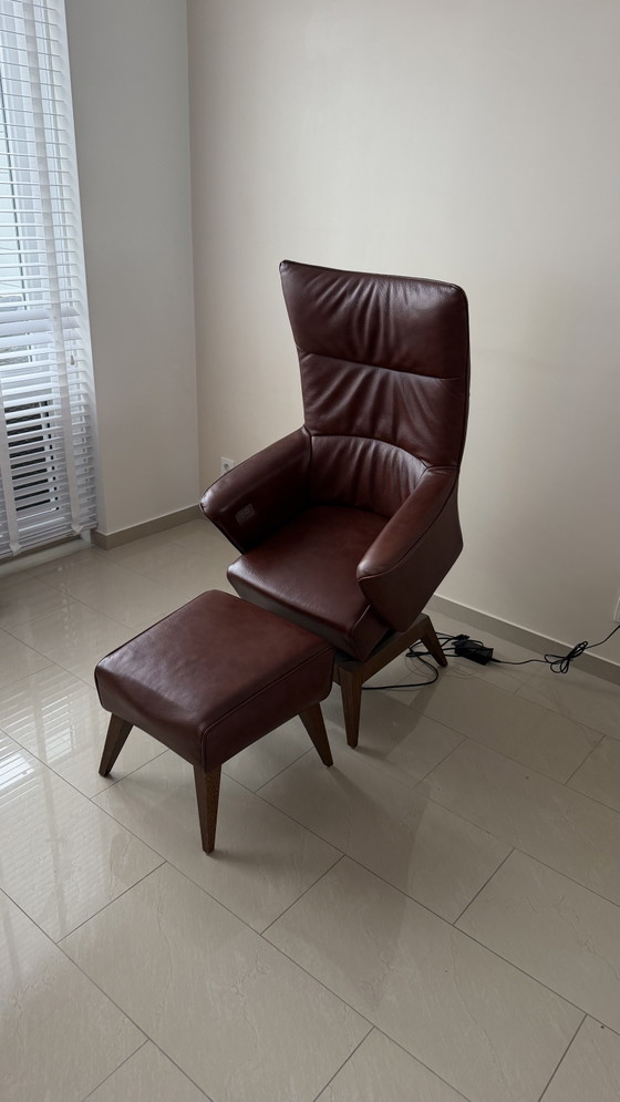 BACCA Leren relaxfauteuil met voetenbank – Leather, Wood (photo 4 of 9)