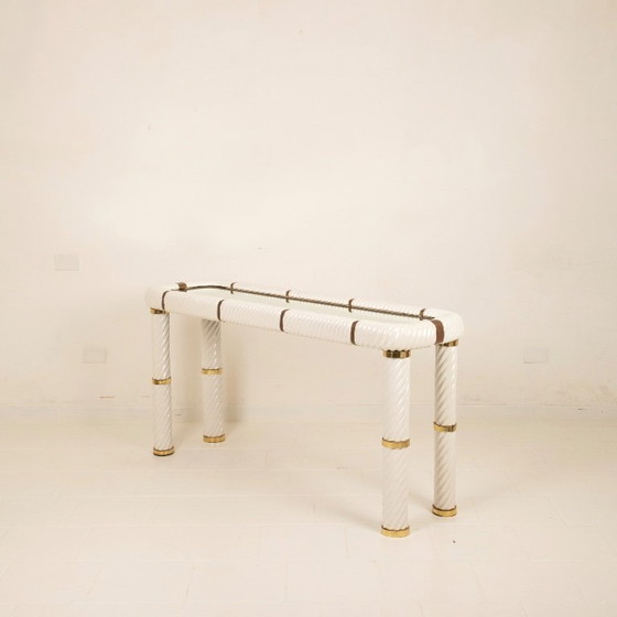 Image 1 of Console en porcelaine et laiton de Tommaso Barbi, 1970