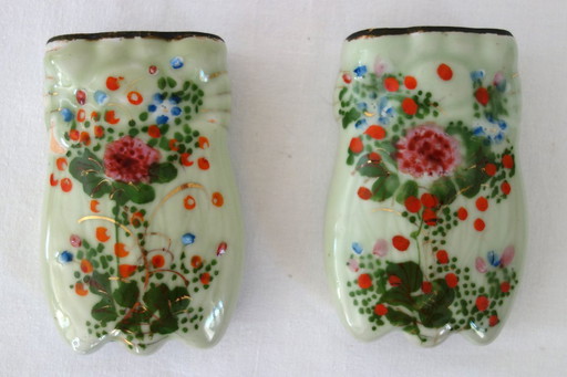 Celadon wall vase from Seto, Japan, late 19th century, set of 2