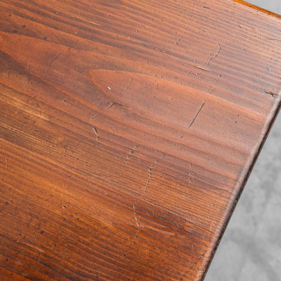 Image 1 of  SET DI 6 SEDIE DA PRANZO IN LEGNO E PELLE MARRONE FINE XIX SECOLO