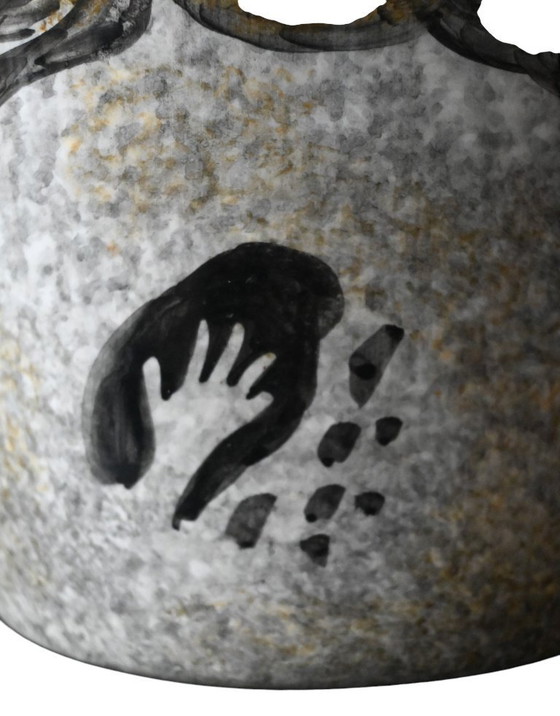 Image 1 of Vaso Vallauris, anni '50 – Decoro preistorico "Lascaux" – Decorazione dipinta a mano – H. 26,5 cm