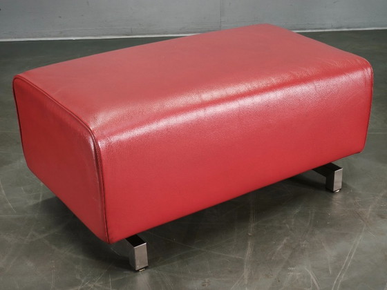 Fauteuils Lounge Oversize en Cuir Rouge et Ottoman Wittmann, Autriche (photo 10 of 20)