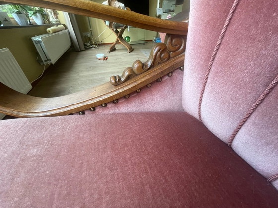Image 1 of Set van 4 Art Deco fauteuils (ca. 1920-1950) | Opnieuw bekleed met roze fluweel