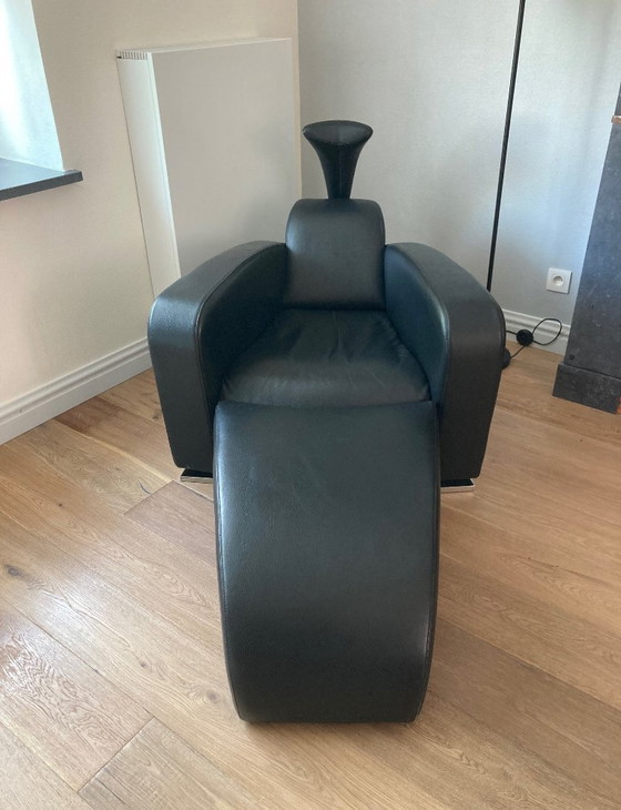 Image 1 of Designer armchair KLER leather with footstool