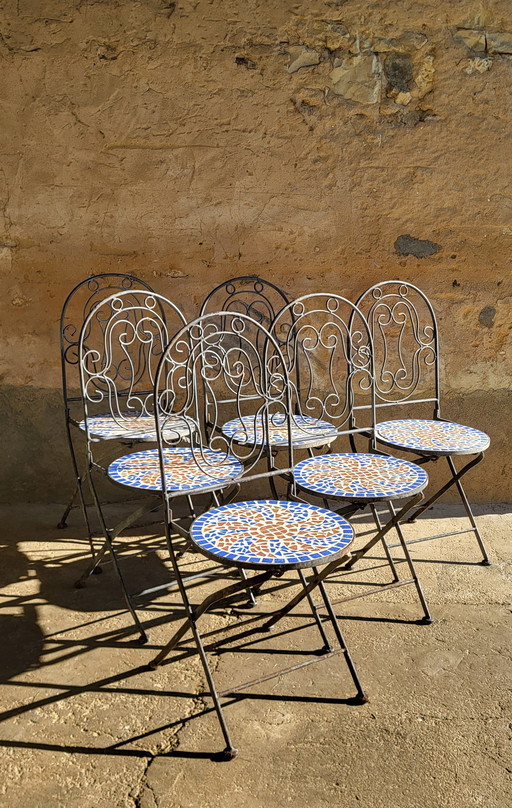 Iron Garden Table and 6 Chairs / Mosaic