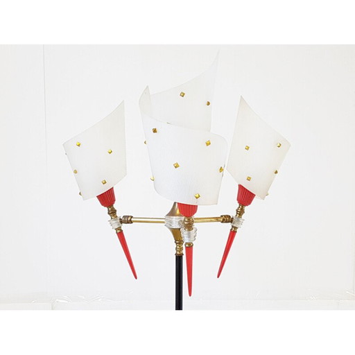 Vintage driepoot vloerlamp in messing