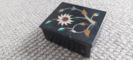 Vintage handmade black marble trinket box
