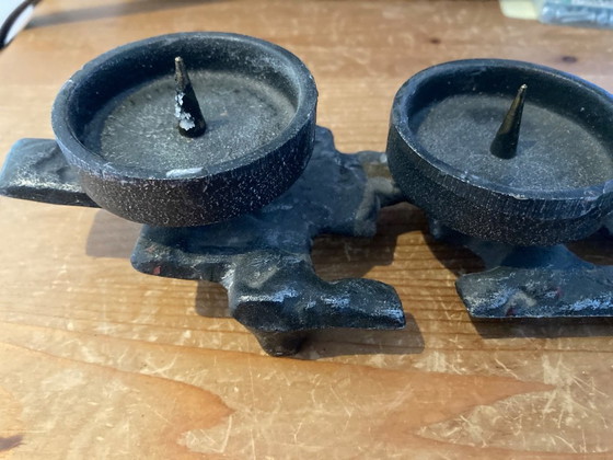 Image 1 of Brutalistische kaarsenhouder - vintage jaren 60