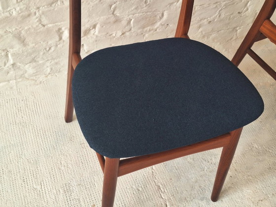Coppia di sedie da pranzo in teak massiccio, Danimarca anni '60 – Tessile, Legno (photo 4 of 9)