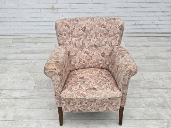 1960s, Danish armchair, furniture jacquard fabric. – Textile, Wood (photo 10 of 15)