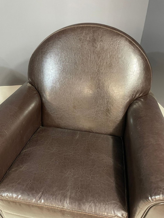 Image 1 of Paar leren fauteuils in Franse art-decostijl, jaren 70