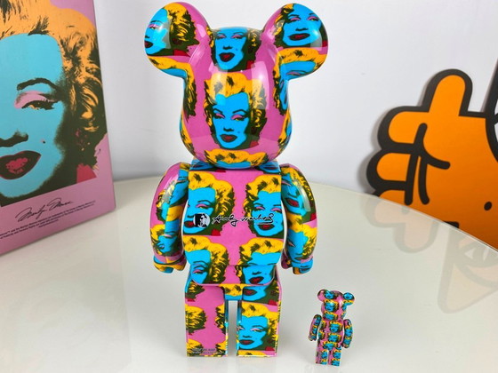 Image 1 of Bearbrick Andy Warhol Marilyn Monroe Version 400% + 100% MEDICOM Toys