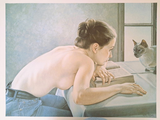 Lithographie - Francine Van Hove - Le Sphinx au Dictionnaire