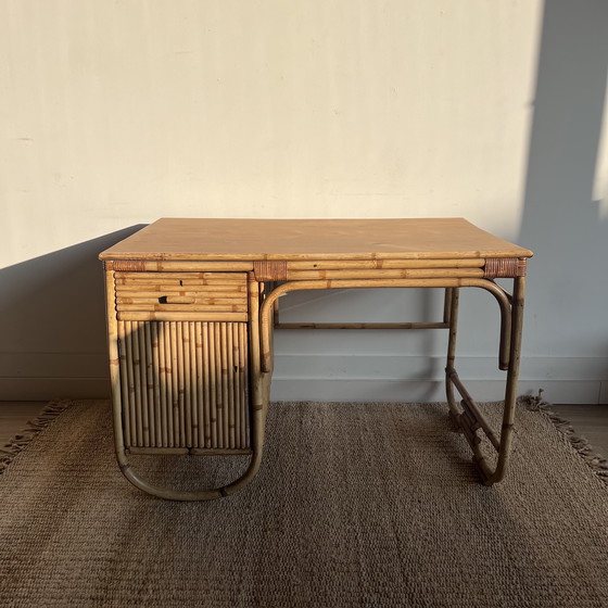 Image 1 of Rotan Bamboe Bureau Mid Century Vintage