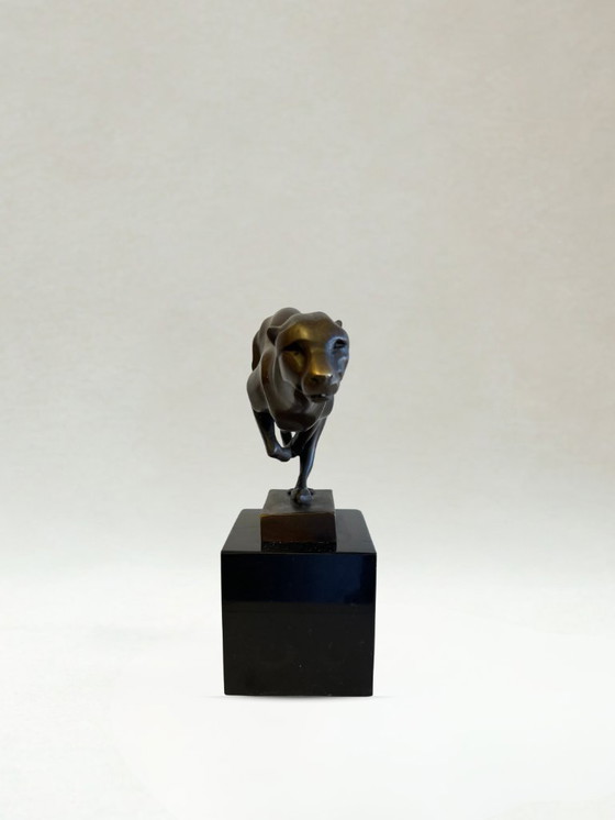 Image 1 of Sculpture Art Déco – Panthère en course - Bronze patiné – 19cm