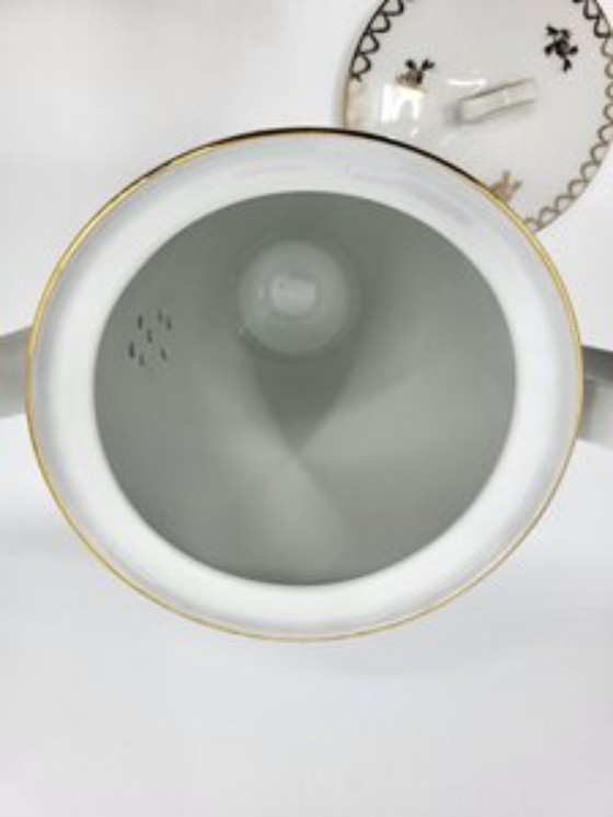 Image 1 of Servizio da tè in porcellana stile impero decorato in oro zecchino Francia Set di 15 pezzi