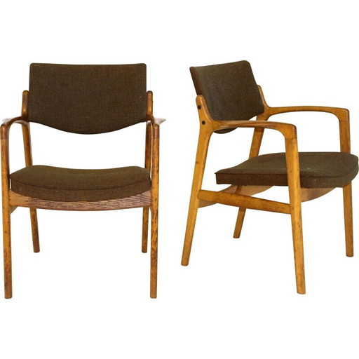 Coppia di poltrone vintage in rovere di Gondo Gravesen Snedkerier, Danimarca 1960
