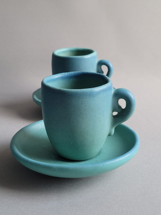 Image 1 of 4 tazzine da caffè con piattini di Jan Brigitte, Colorado Springs, USA, 1950-60.