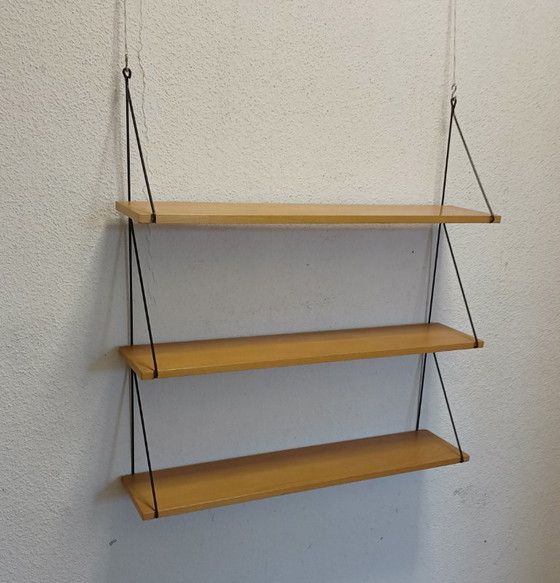 Scaffali a muro unici anni Cinquanta con tre ripiani – Metal, Wood (photo 8 of 8)