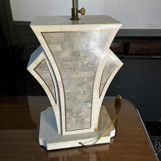 Hollywood Regency Lamp Base in Tessellated Stone & Brass Inlayby Maitland Smith, Usa, 1970s – Table lamps (photo 8 of 17)