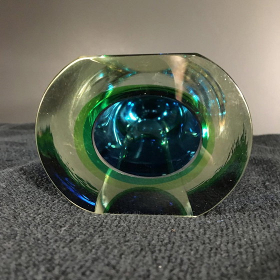 Blaue und grüne Sommerso Murano Glasvase von Flavio Poli für Murano, 1960er Jahre – Arte, Vasen, Crystal (photo 11 of 13)