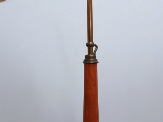 Image 1 of Osvaldo Borsani adjustable floor lamp brass & cherry wood 1950s