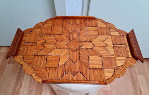 Bandeja para servir estilo vagabundo Art Déco hecha con cerillas
