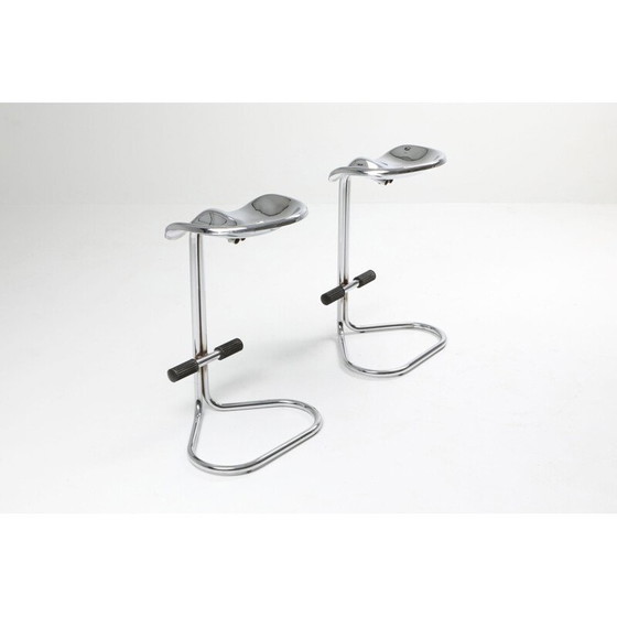 Image 1 of Pair of vintage chrome tractor stools by Rodney Kinsman for Bieffeplast 1970