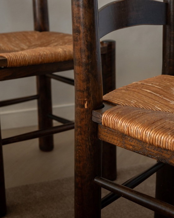 Image 1 of Vintage Franse brutalistische eetkamerstoelen van Georges Robert, jaren 1950, set van 6