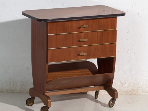 Desserte Art Déco en noyer – Tchécoslovaquie, circa 1930 – serveerwagens, Wood, Brass, Art Deco (photo 2 of 40)