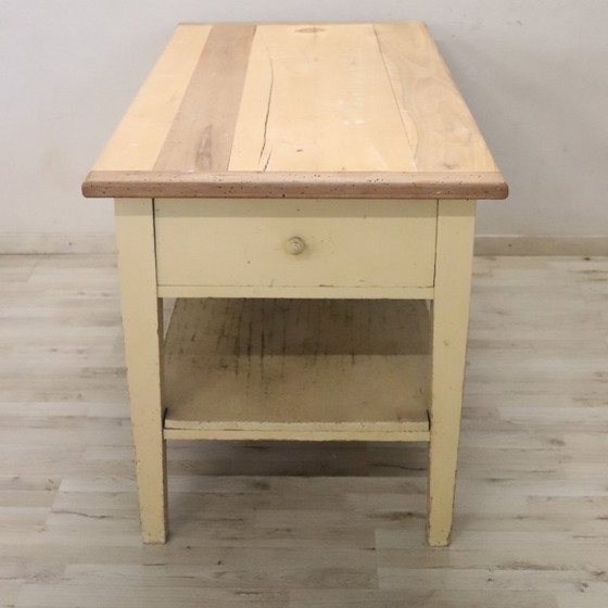 Image 1 of Table de travail en bois de peuplier laqué crème, Italie, fin du XIXe siècle