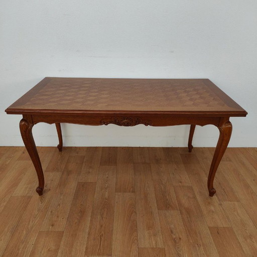 Table de salle à manger de campagne vintage. Extensible et démontable.