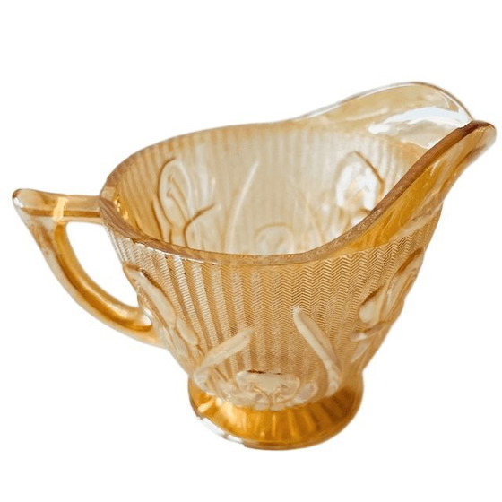 Image 1 of Set da camera vintage Jeanette Carnival in vetro color pesca, anni '30