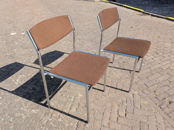Image 1 of Set van 2 Vintage Gijs van der Sluis Eetkamerstoelen – Jaren 70 Dutch Design