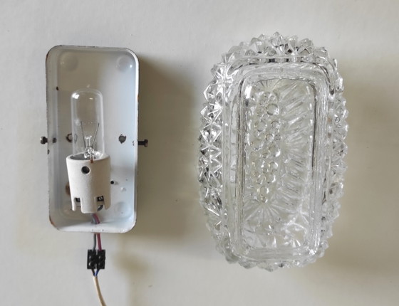 Image 1 of Lampada da soffitto o da parete in vetro stampato - Metà del XX secolo