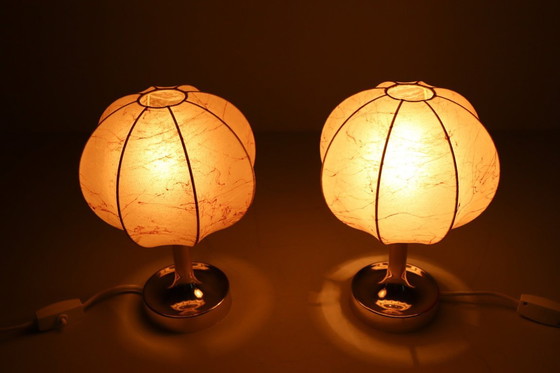 Image 1 of Lampes de table Cocoon de style Mid-Century par Goldkant, conçues par Friedel Wauer, Allemagne, années 1960