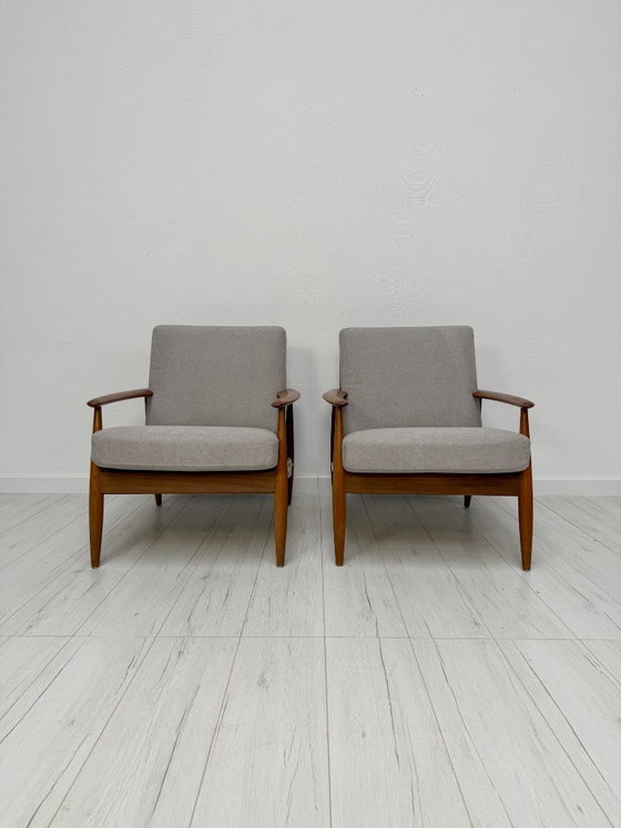 Image 1 of 1/2 Poltrona danese in teak anni '60 – Poltrona lounge di metà secolo con rivestimento nuovo
