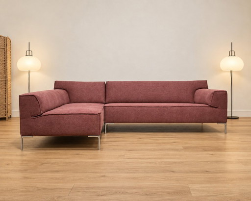 Canapé d'angle Design on Stock Bloq aubergine, récemment retapissé