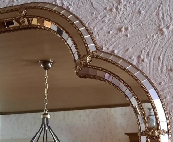 Large Vintage Mantel Mirror | Classic Venetian Style | – Glass, Metal (photo 3 of 5)