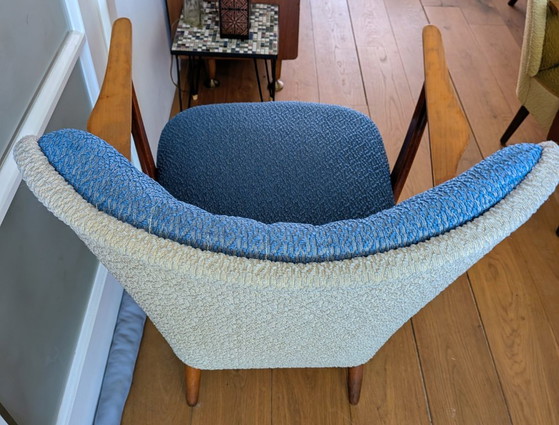 Poltrone vintage di metà secolo - retrò anni '50/'60, Merk onbekend, Tessile, Legno, Blu (foto 3 di 9)