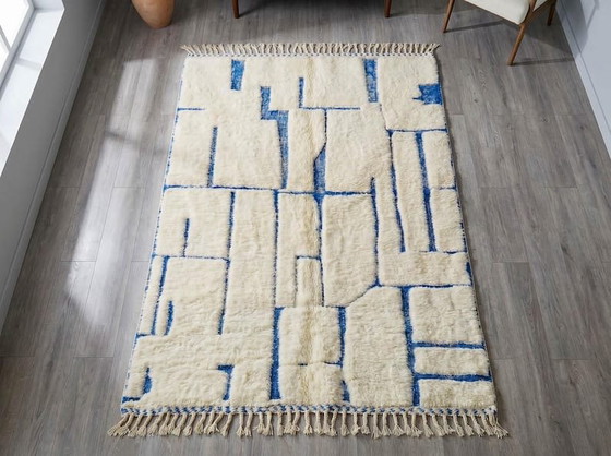 Traditional Handmade Pure Wool Rug Size 2/3, Aime Té, Rugs & carpets, Blue (photo 7 of 7)