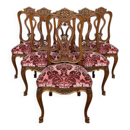 Set of 6 Regency style chairs. – eetkamerstoelen, Wood, Hollywood Regency