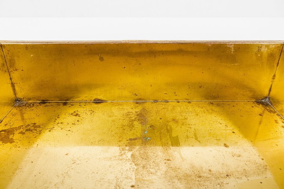 Image 1 of Couchtisch mit integrierter Messingbar von Willy Rizzo, Italien, 1970er Jahre