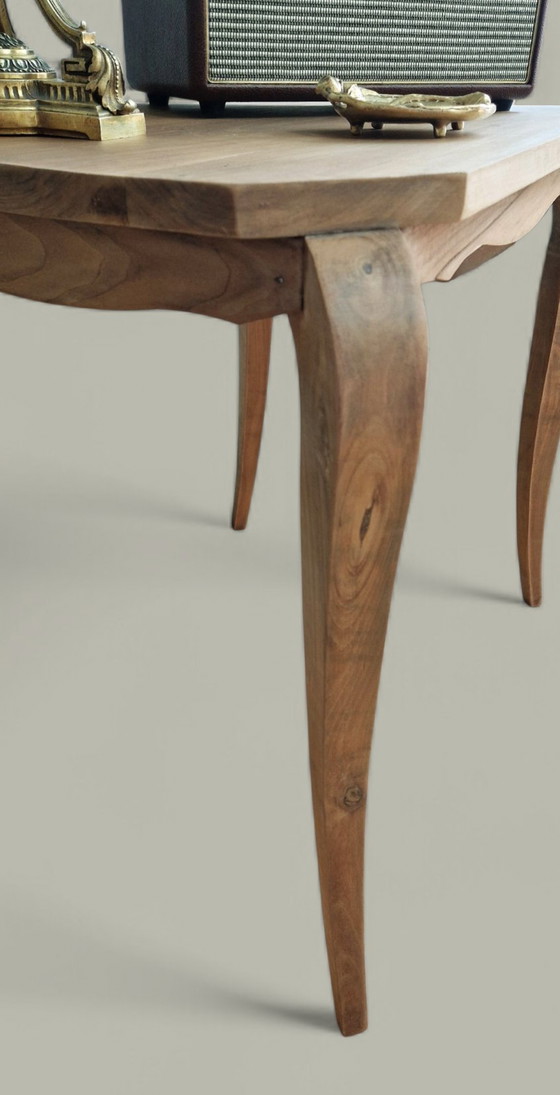 Image 1 of Sculptural side table with curved lines in solid wood - Louis XV style