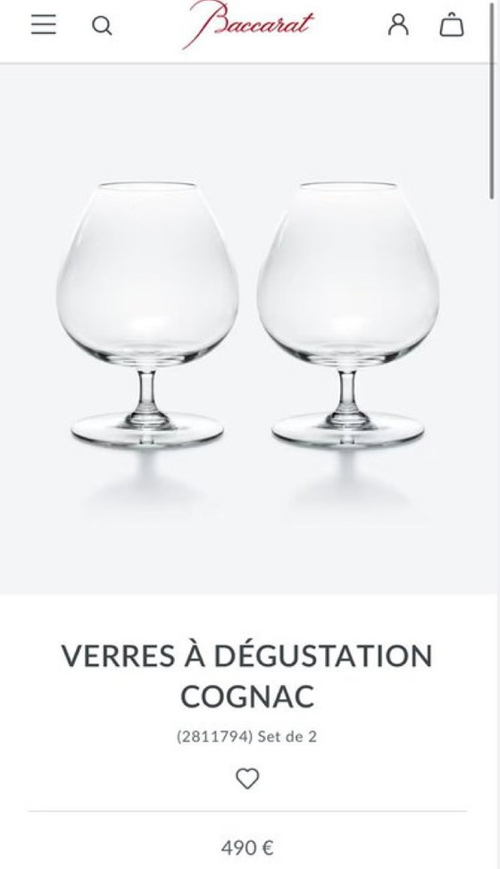 Image 1 of Verres à déguster cognac Baccarat 2p.