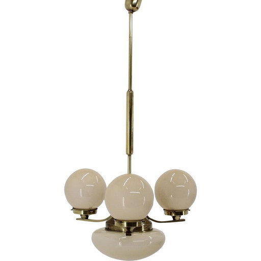 Lustre vintage en laiton, Tchécoslovaquie 1930