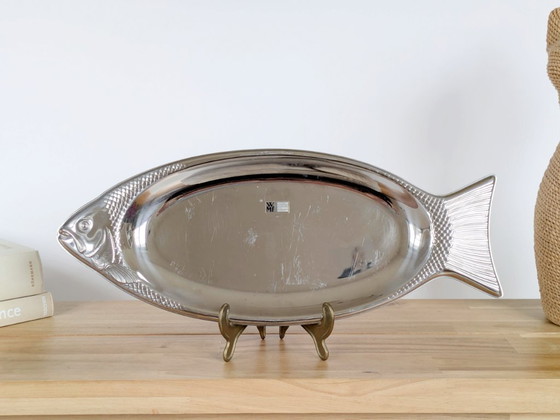 Image 1 of Piatto da portata vintage WMF Cromargan per pesce, stoviglie tedesche in acciaio inossidabile