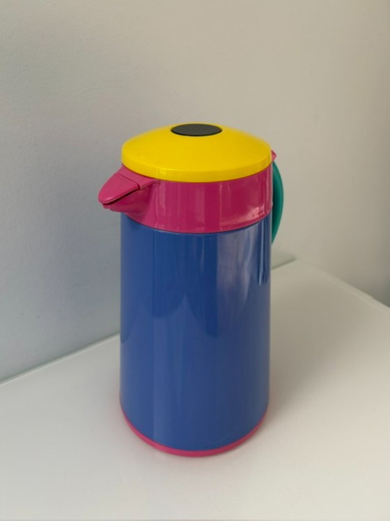 Vintage 80s colorful Memphis design thermos, Crockery, Plastic, Glass, Multi Color (photo 4 of 16)