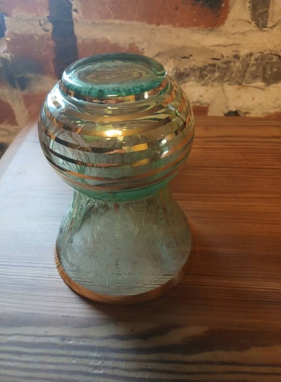 Art Deco Glass Vase from Boom (Belgium) – Green & Gold (photo 5 of 7)